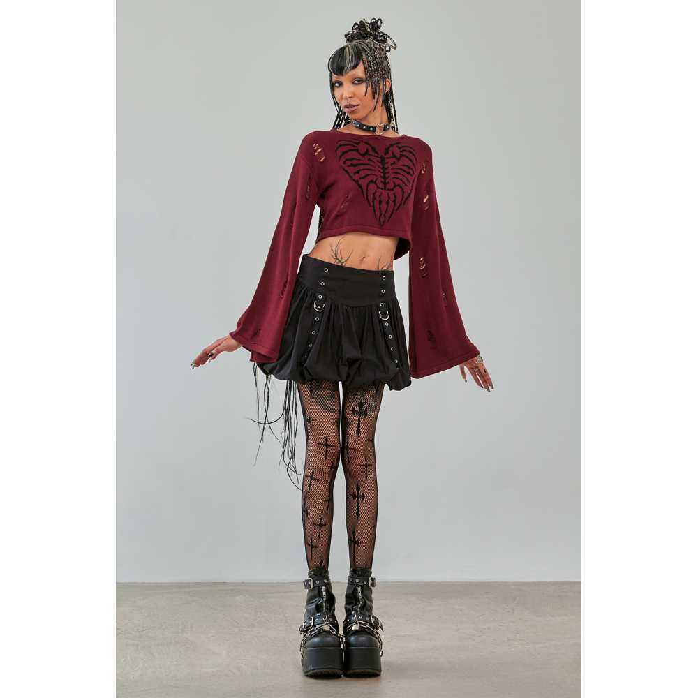 Banned - Torn Affection Jumper - Burgundy